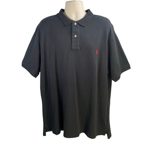 Polo Ralph Lauren Classic Fit Black Polo Shirt Red Pony Logo Mens Size 2XB - Picture 1 of 16
